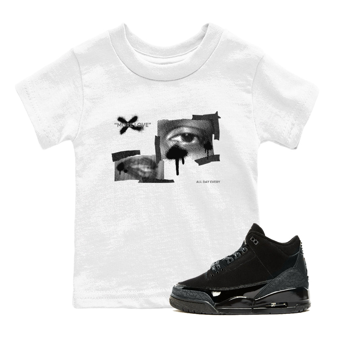 More Love snkmatch Tees Kids - Air Jordan 3 Black Cat