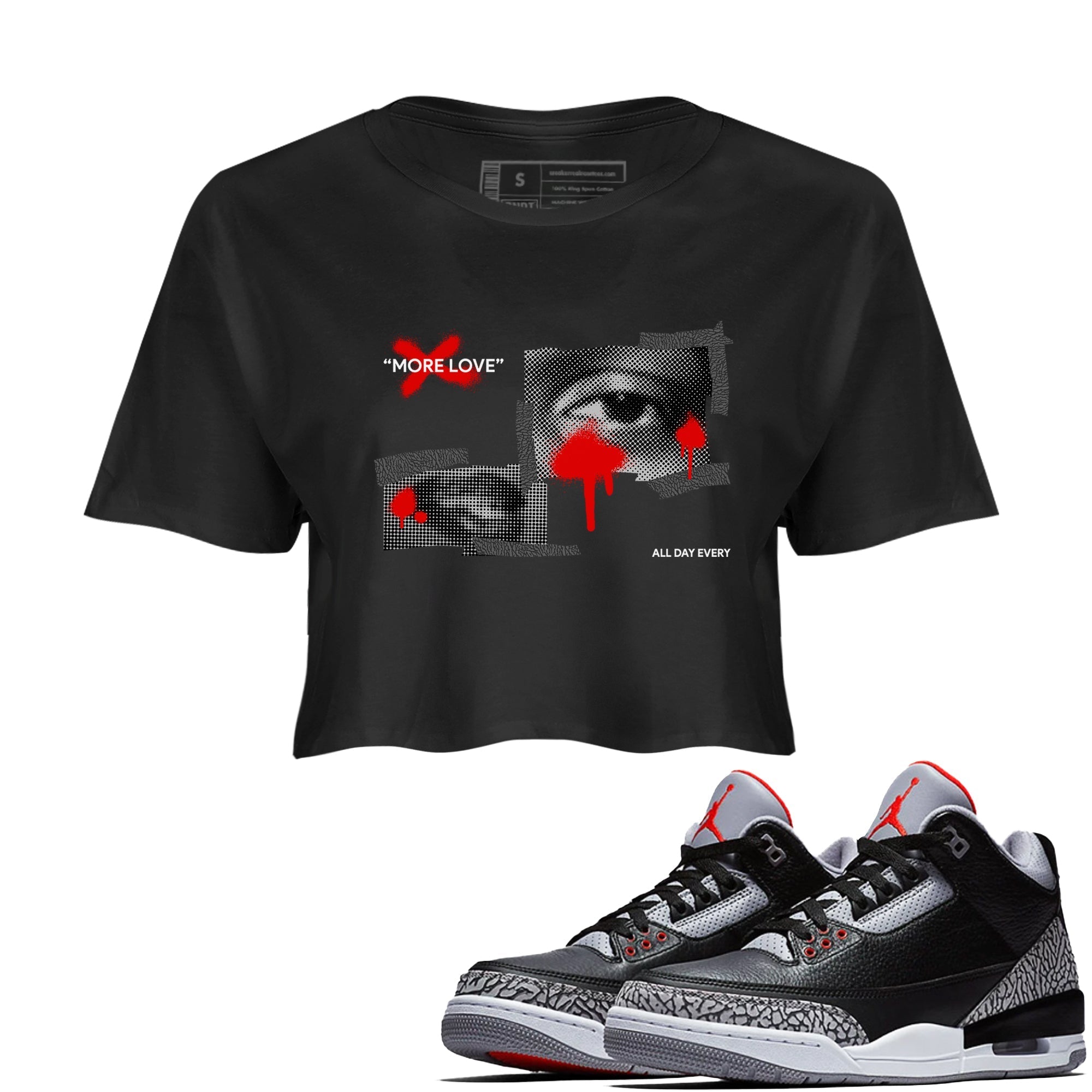 More Love snkmatch Women's Top - Air Jordan 3 Black Cement