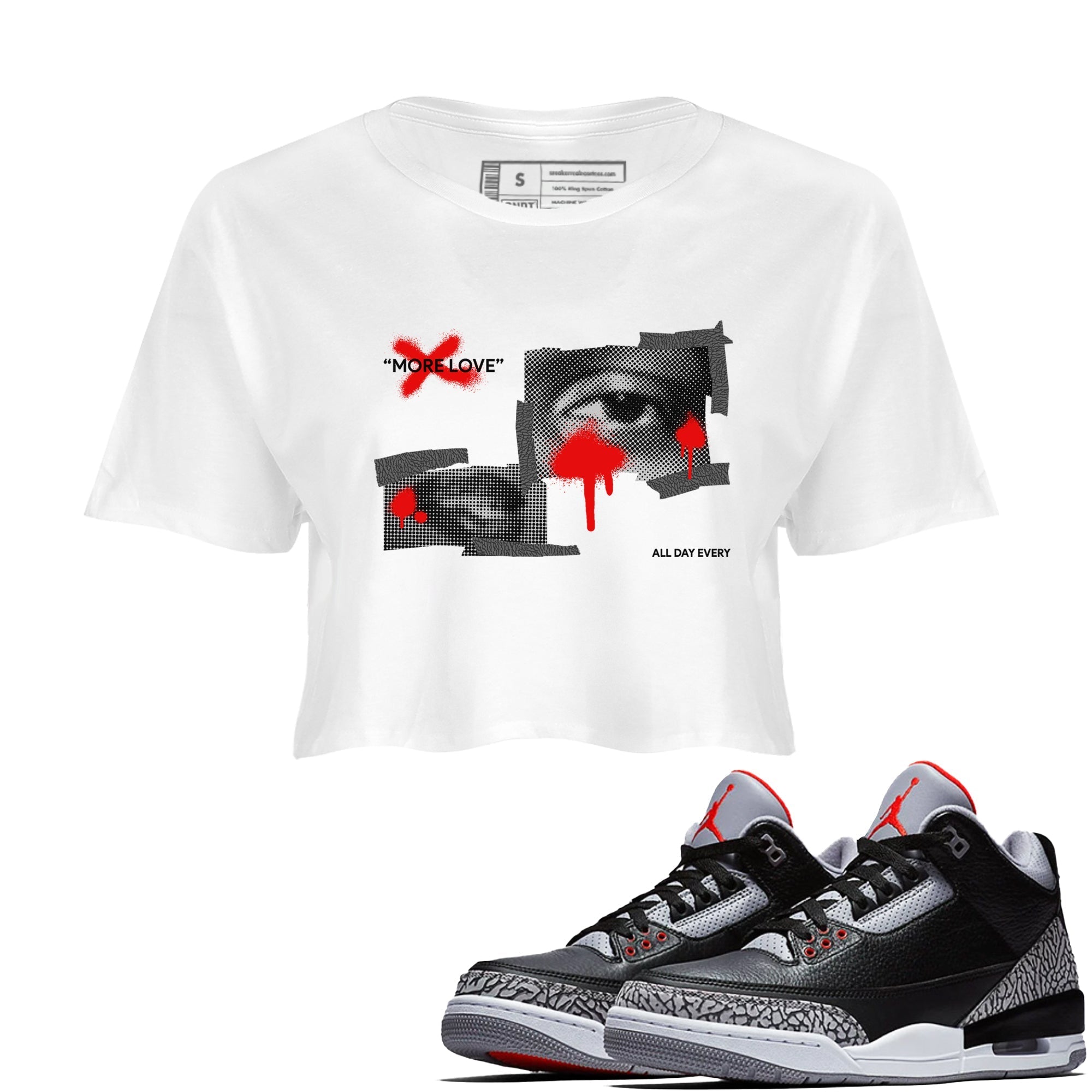 More Love snkmatch Women's Top - Air Jordan 3 Black Cement