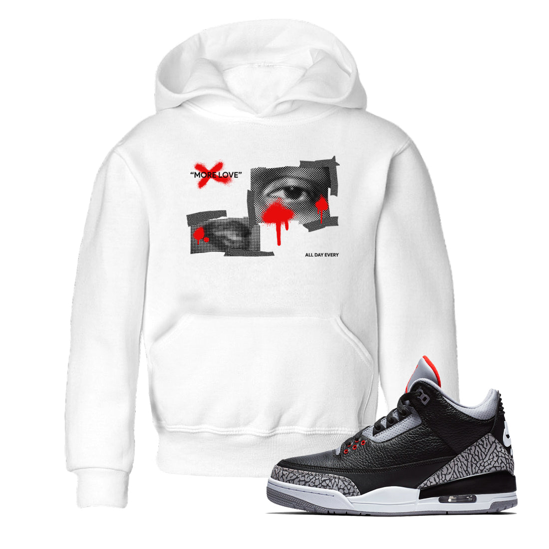 More Love snkmatch Tees Kids - Air Jordan 3 Black Cement