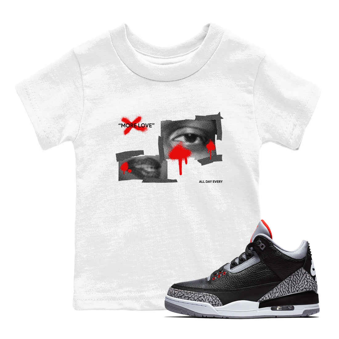 More Love snkmatch Tees Kids - Air Jordan 3 Black Cement