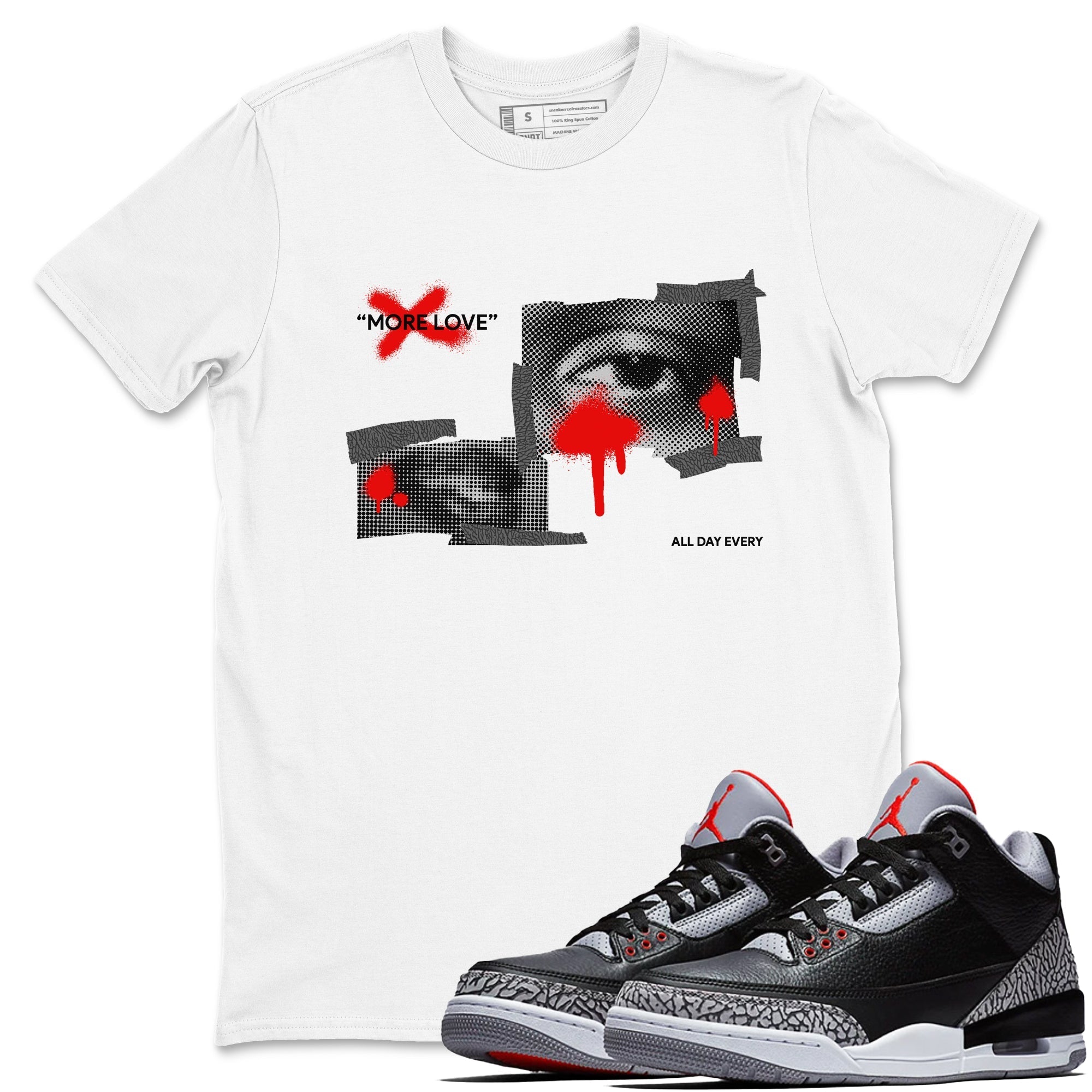 More Love snkmatch Tees - Air Jordan 3 Black Cement