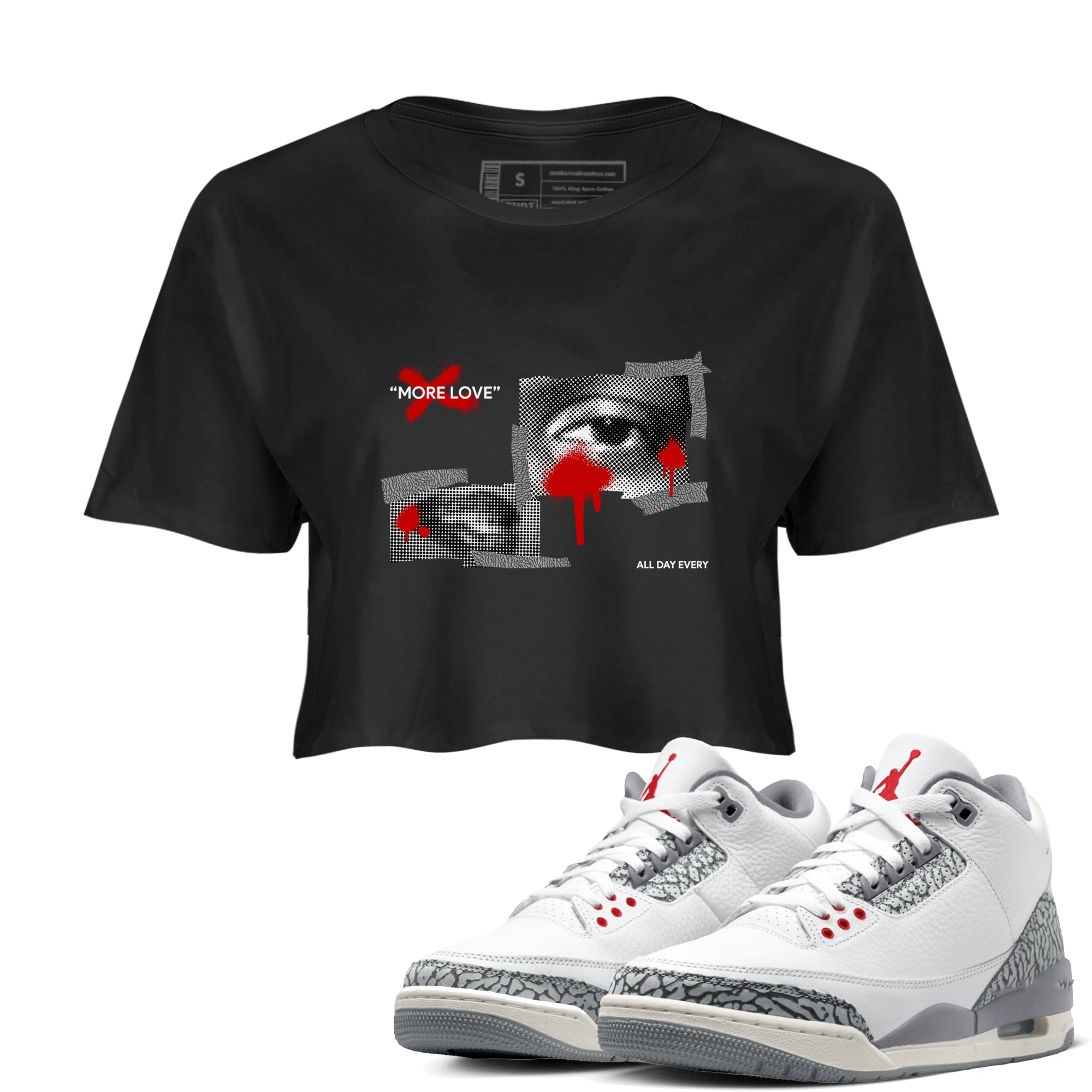 More Love snkmatch Women's Top - Air Jordan 3 Cement Grey