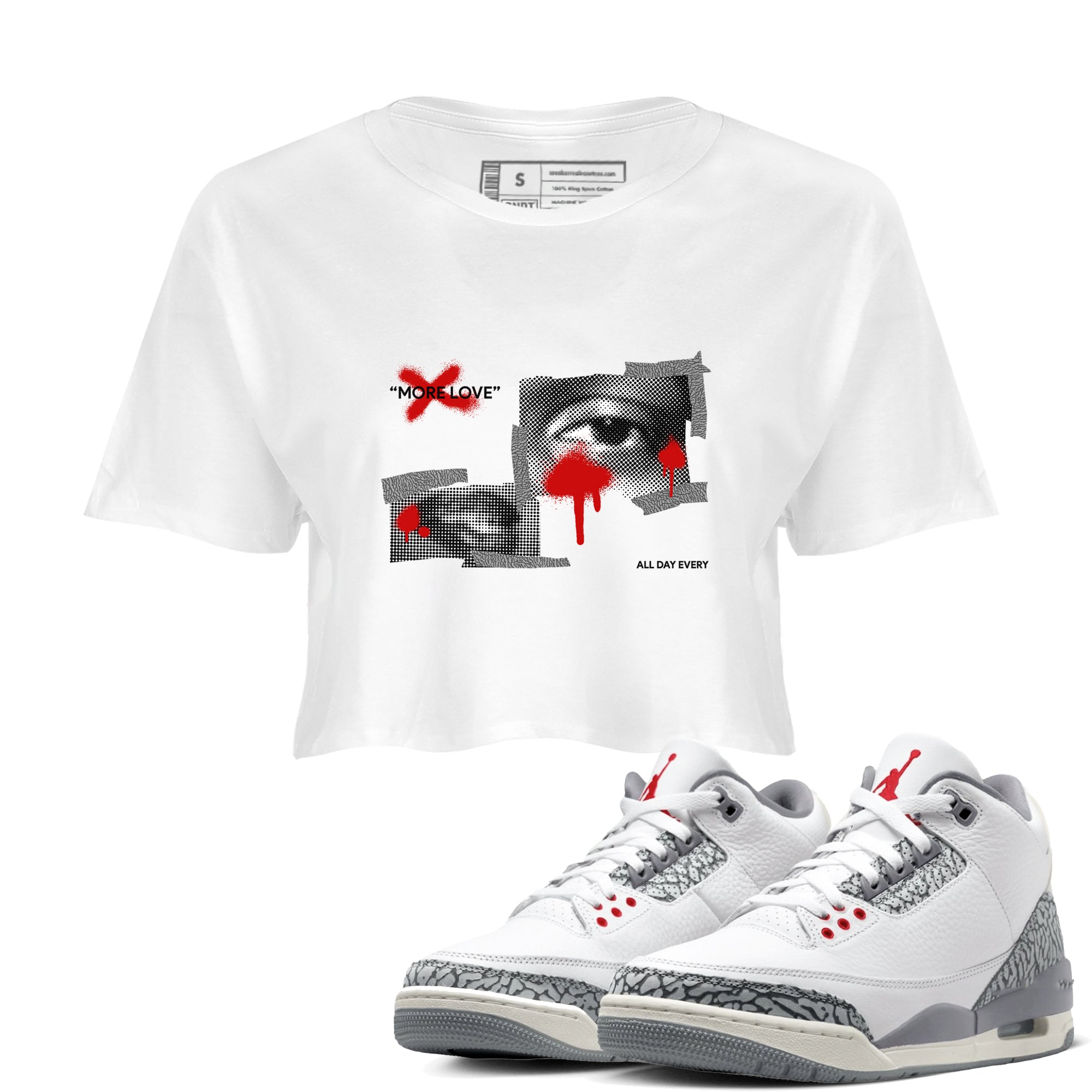 More Love snkmatch Women's Top - Air Jordan 3 Cement Grey