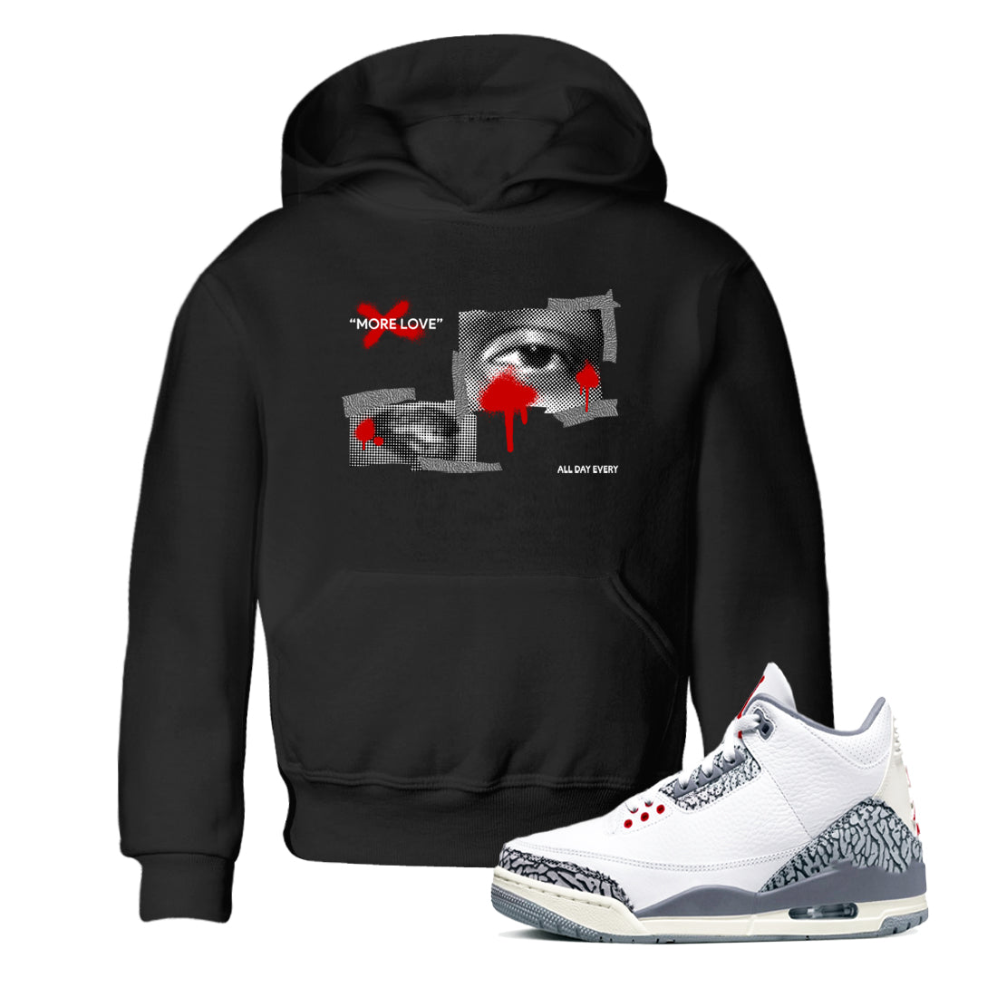 More Love snkmatch Tees Kids - Air Jordan 3 Cement Grey