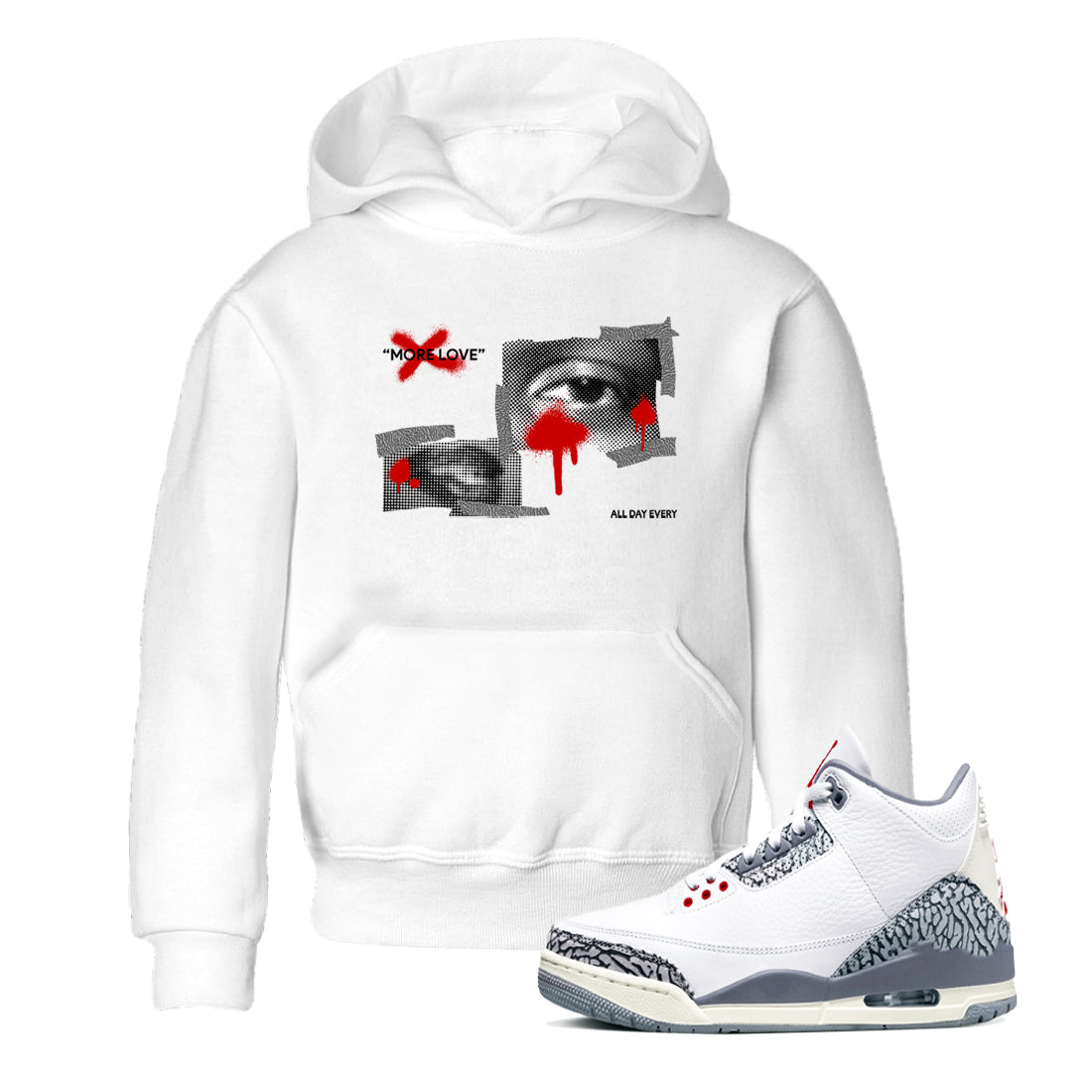 More Love snkmatch Tees Kids - Air Jordan 3 Cement Grey