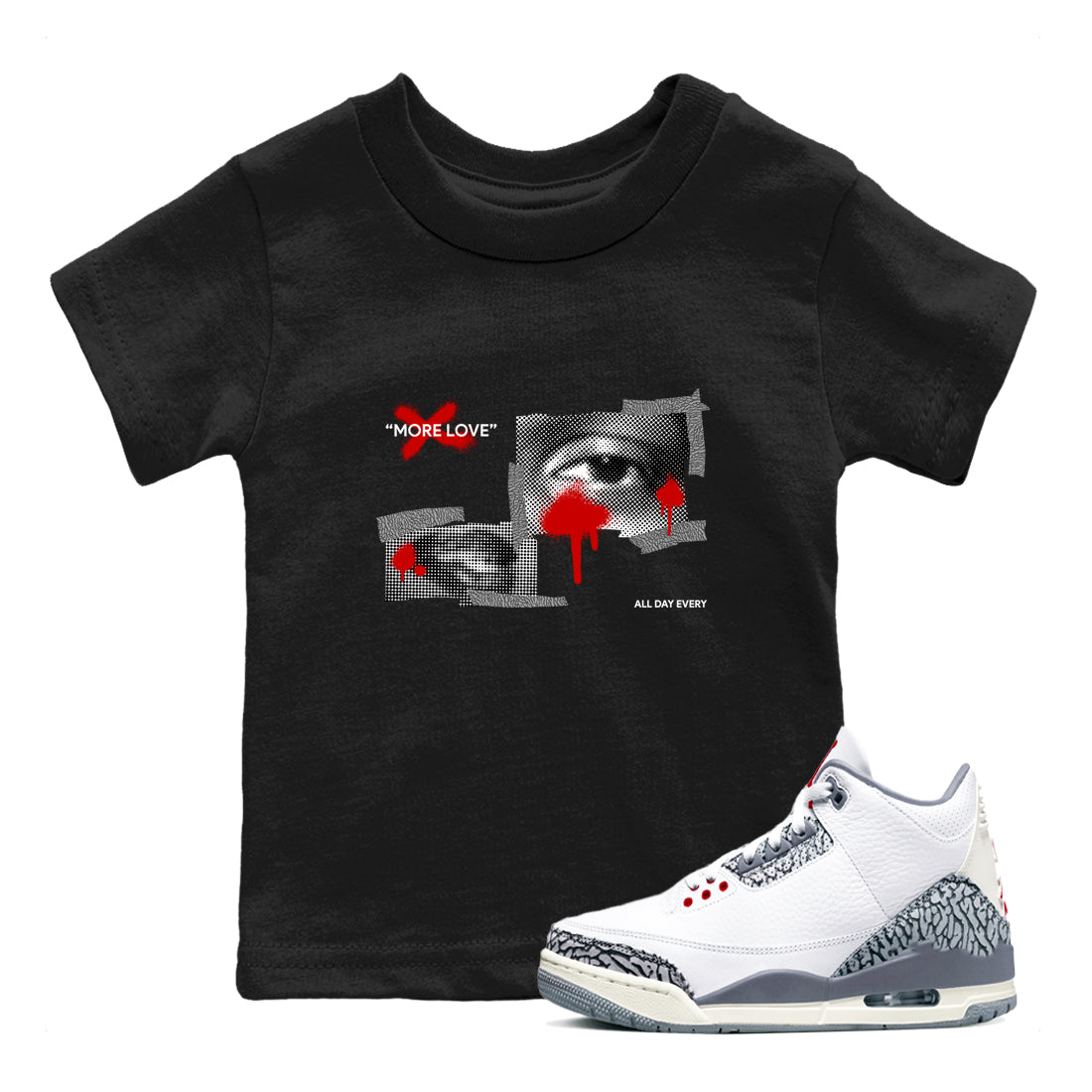 More Love snkmatch Tees Kids - Air Jordan 3 Cement Grey