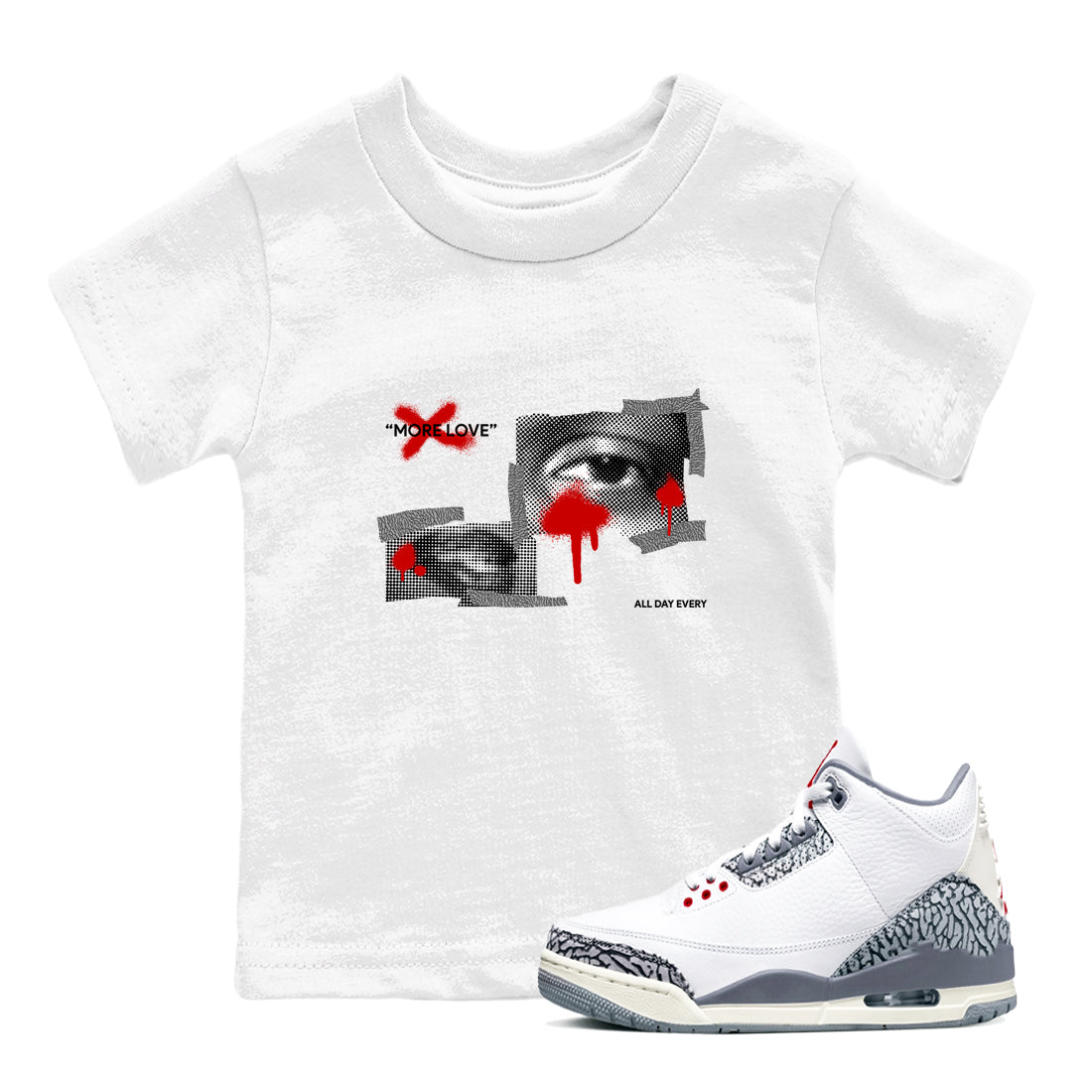 More Love snkmatch Tees Kids - Air Jordan 3 Cement Grey