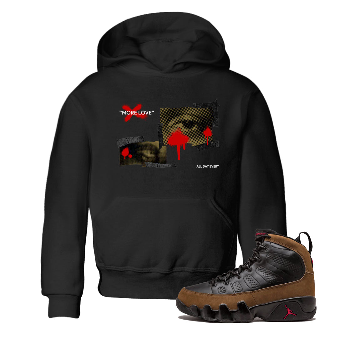 More Love snkmatch Tees Kids - Air Jordan 9 Olive
