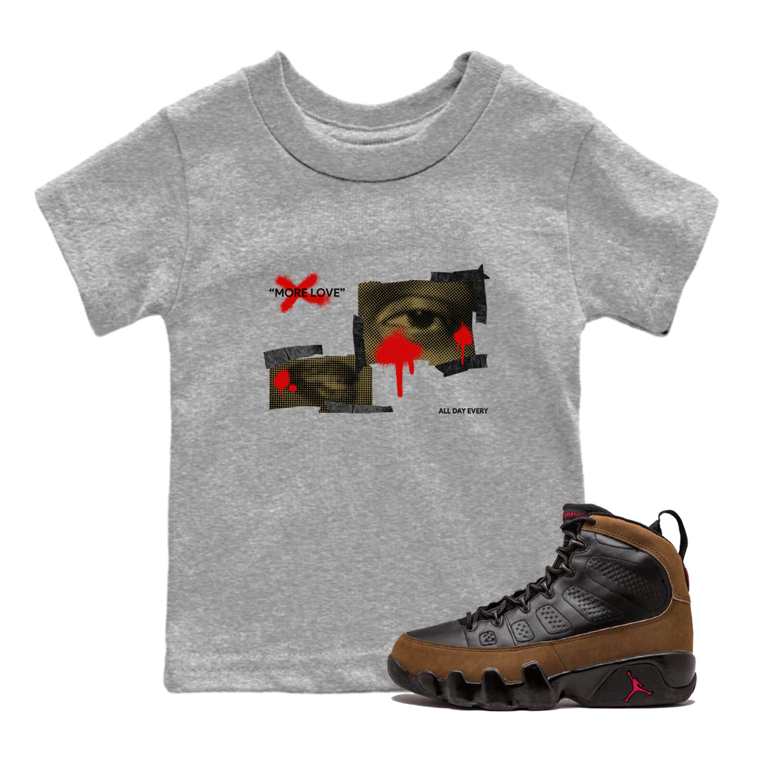 More Love snkmatch Tees Kids - Air Jordan 9 Olive