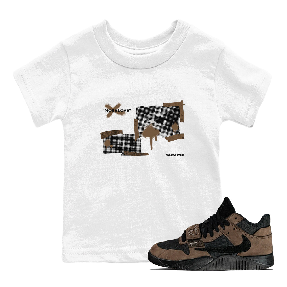More Love snkmatch Tees Kids - Jordan Jumpman Jack Travis Scott Dark Mocha