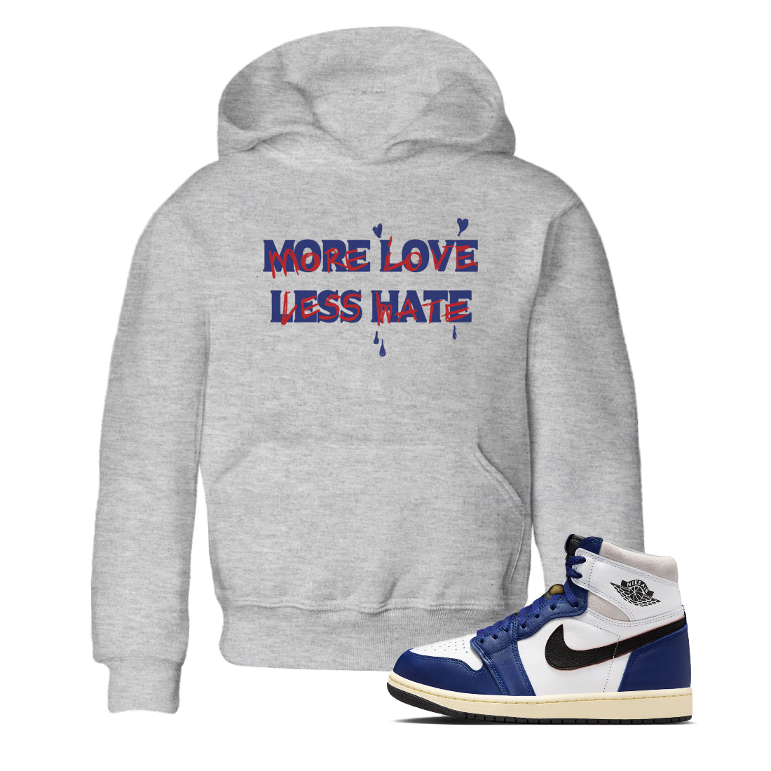 More Love Less Hate snkmatch Tees Kids - Air Jordan 1 Rare Air