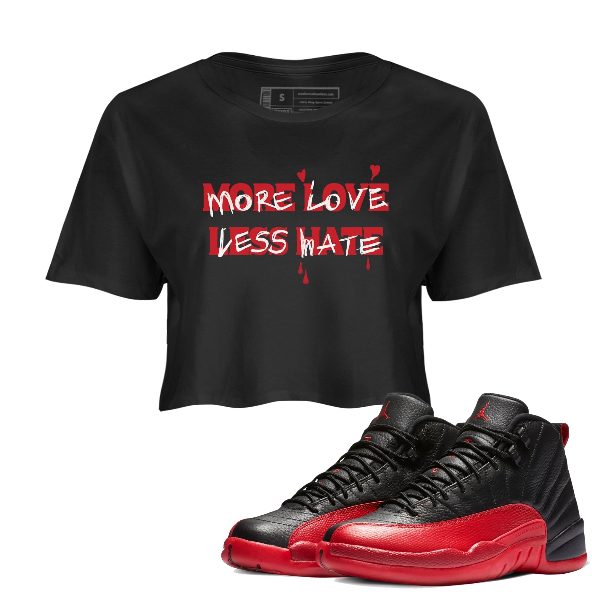 More Love Less Hate snkmatch Women's Top - Air Jordan 12 Flu Game