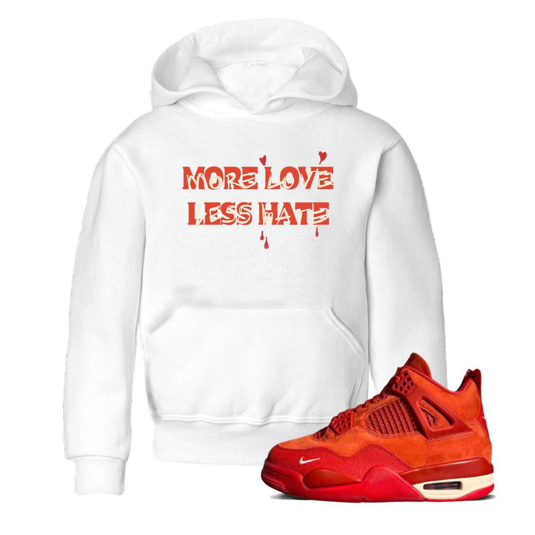 More Love Less Hate snkmatch Tees Kids - Air Jordan 4 Brick By Brick