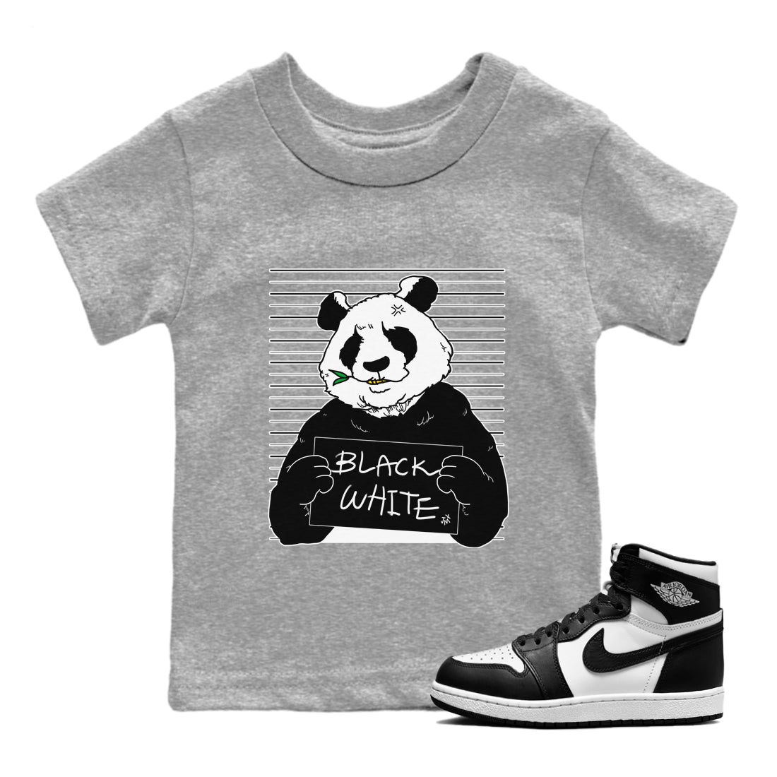 Mugshot Kids Tops - Air Jordan 1 Black White