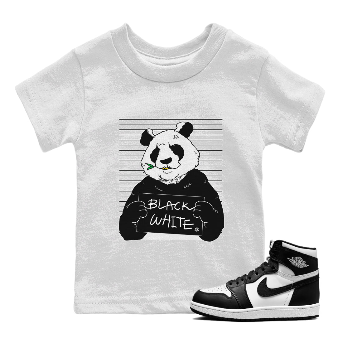 Mugshot Kids Tops - Air Jordan 1 Black White