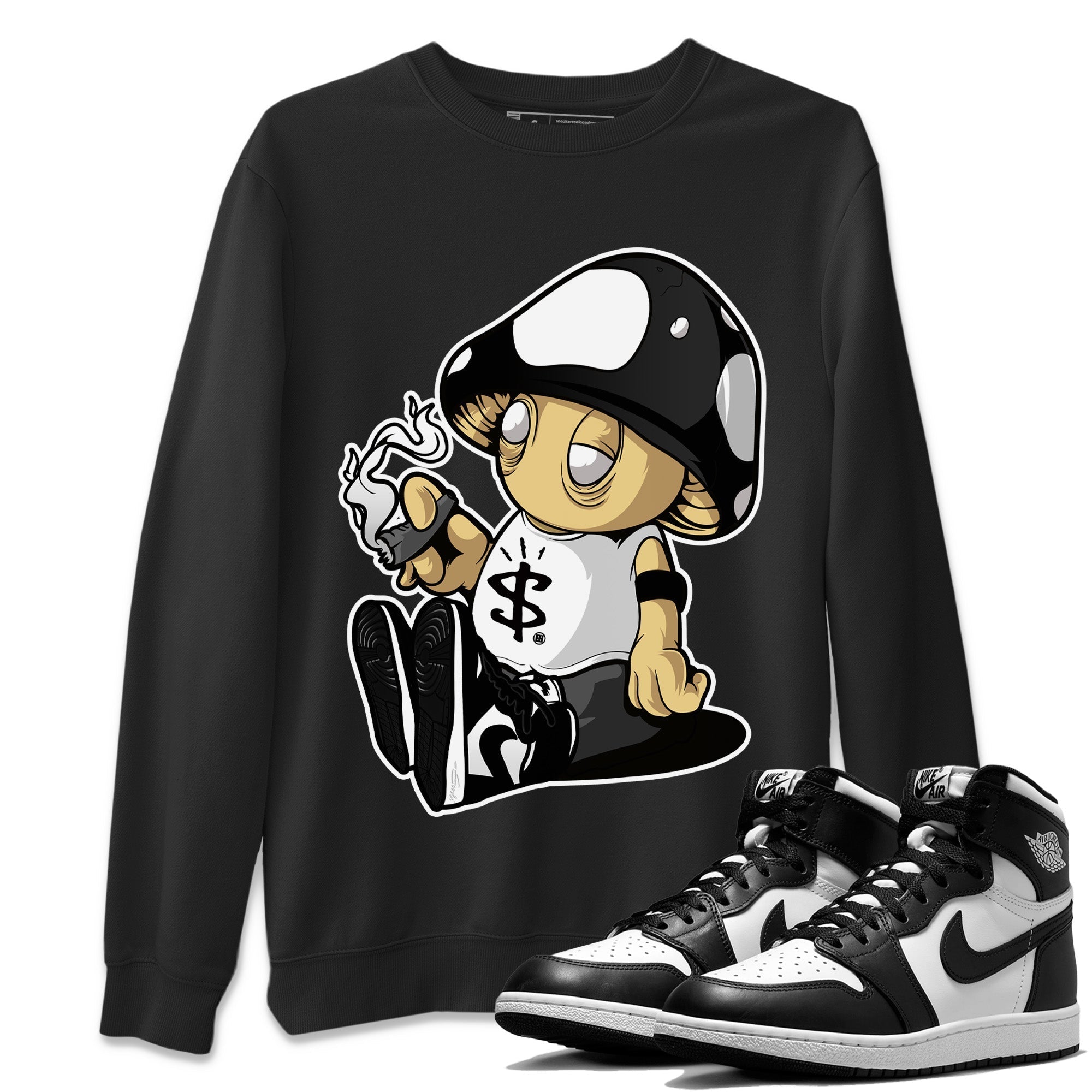 Mushrooms Unisex Tops - Air Jordan 1 Black White