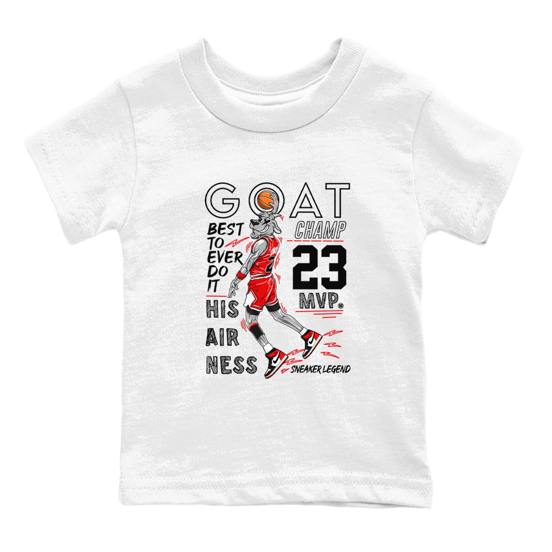 MVP Goat snkmatch Tees Kids - Air Jordan 1 Black Toe Reimagined