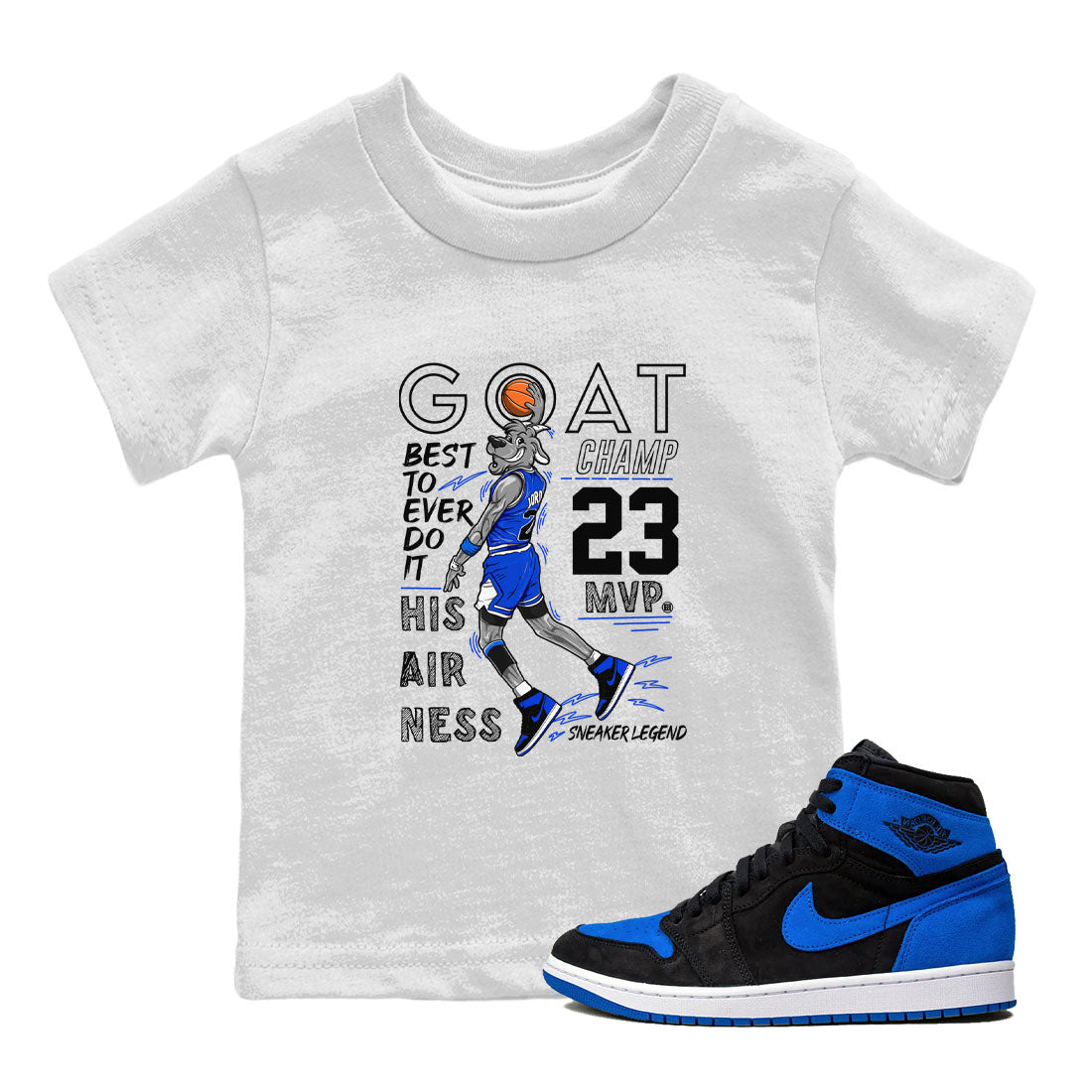 MVP Goat snkmatch Tee Kids - Air Jordan 1 Royal Reimagined