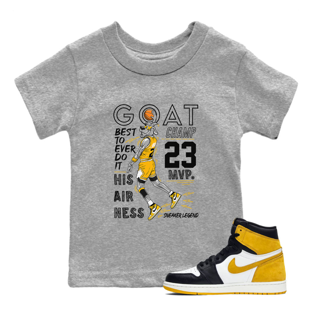 MVP Goat snkmatch Tees Kids - Air Jordan 1 Yellow Ochre