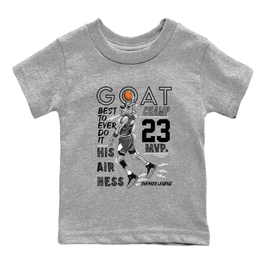 MVP Goat snkmatch Tees Kids - Air Jordan 12 Black Wolf Grey