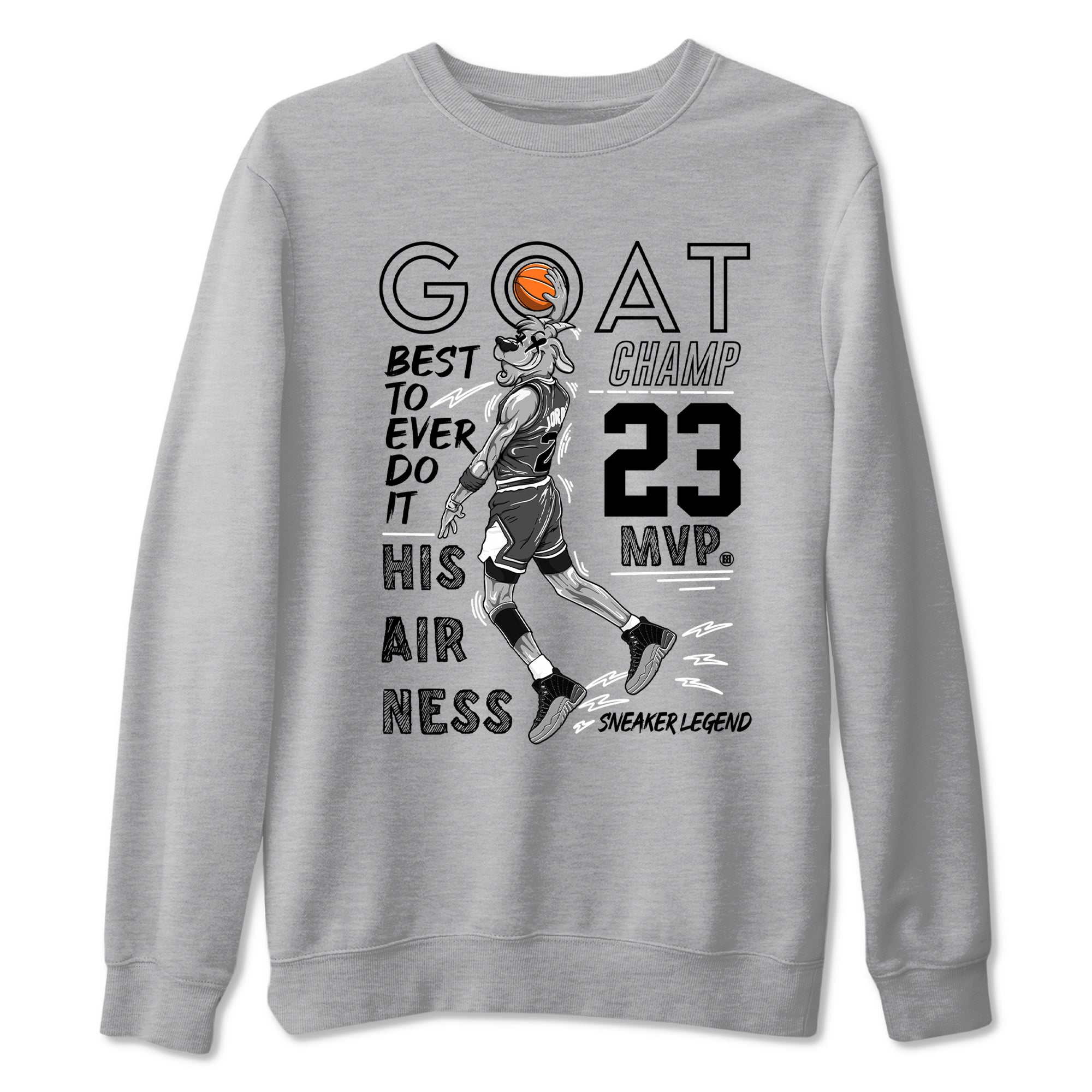 MVP Goat snkmatch Tees - Air Jordan 12 Black Wolf Grey