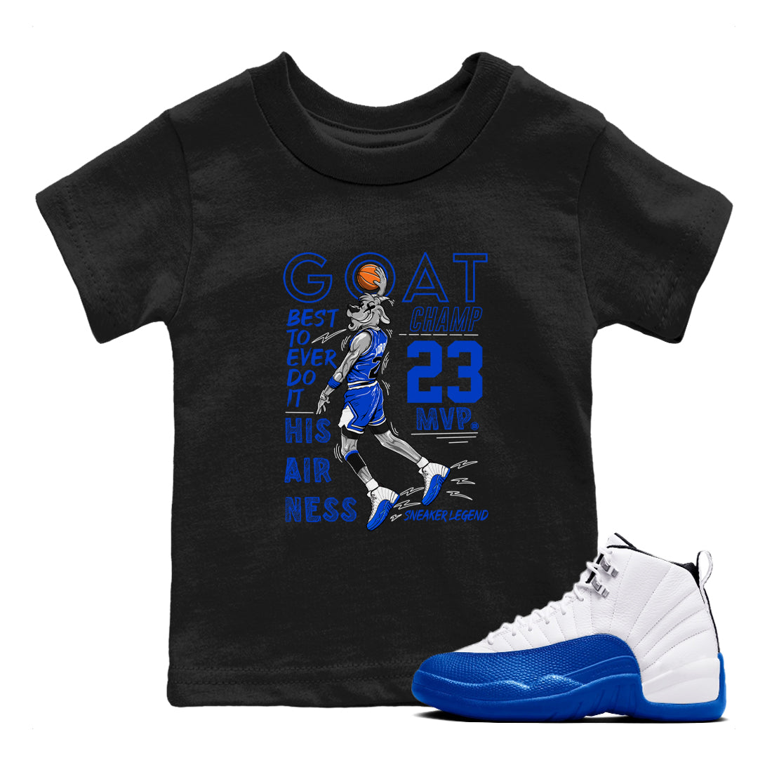 MVP Goat snkmatch Tees Kids - Air Jordan 12 Blueberry