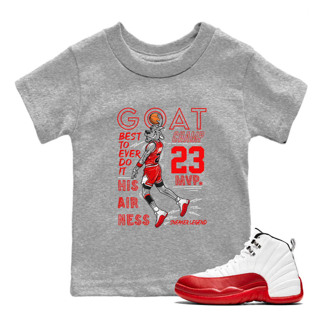 MVP Goat snkmatch Tee Kids - Air Jordan 12 Cherry