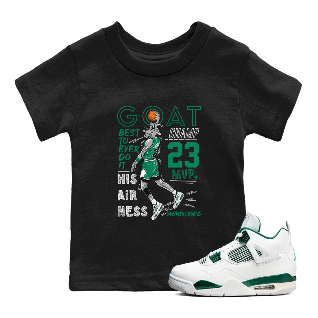 MVP Goat snkmatch Tees Kids - Air Jordan 4 Oxidized Green