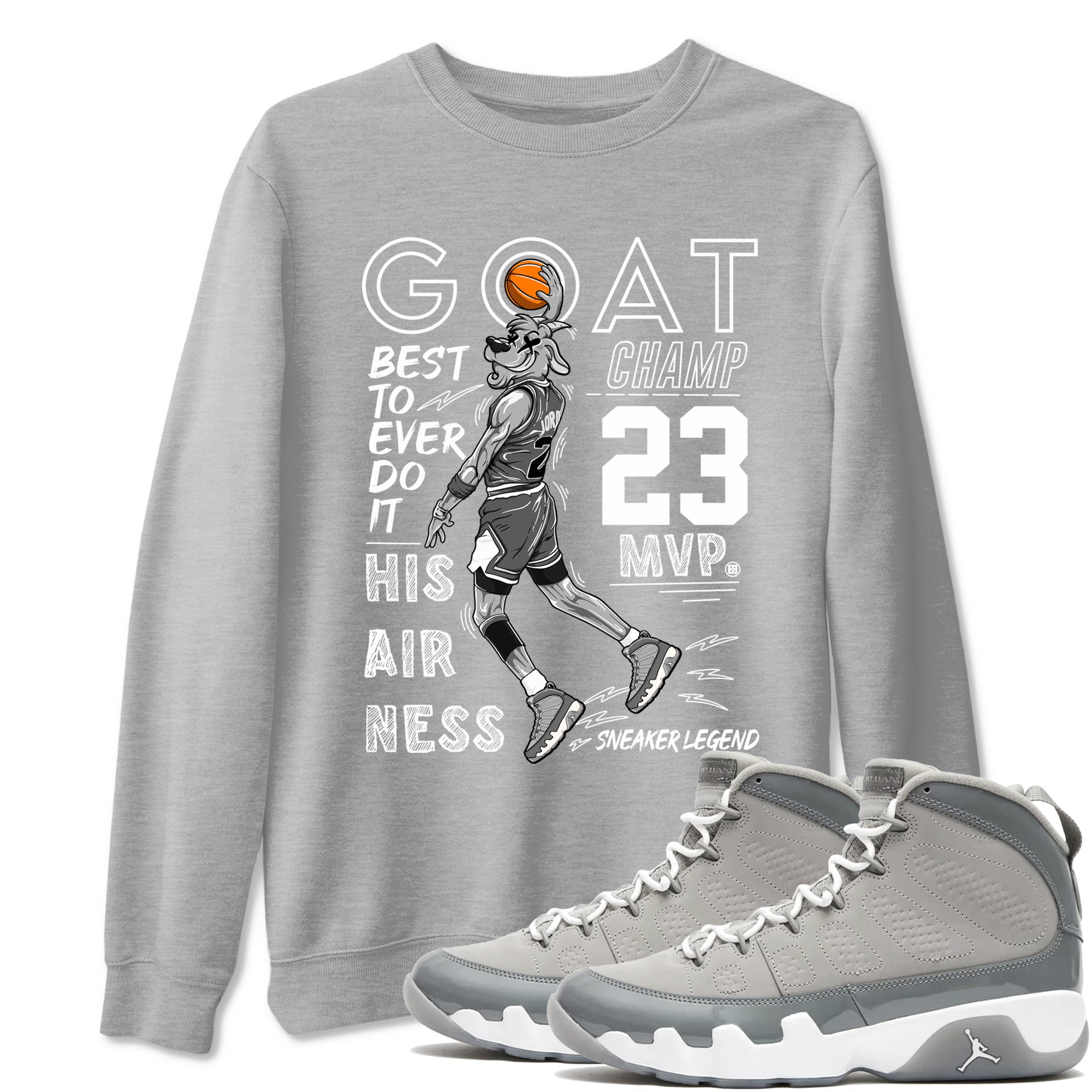 MVP Goat snkmatch Tees - Air Jordan 9 Cool Grey