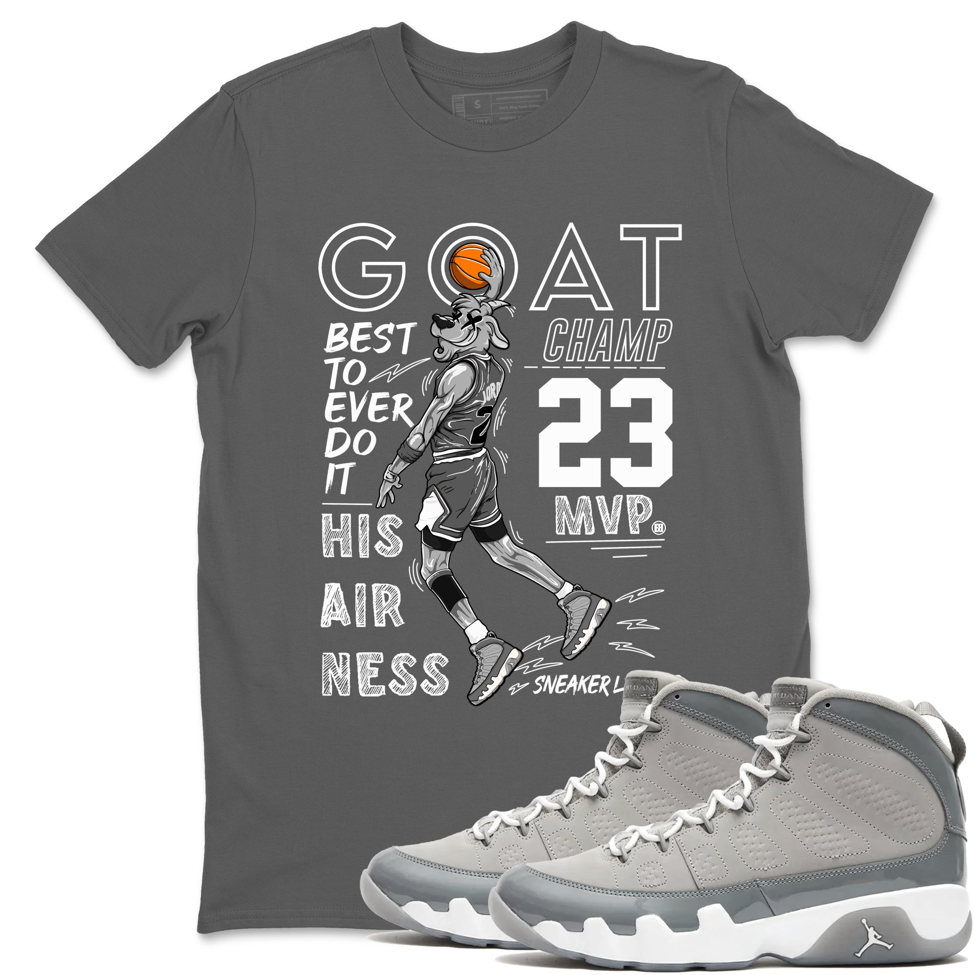 MVP Goat snkmatch Tees - Air Jordan 9 Cool Grey