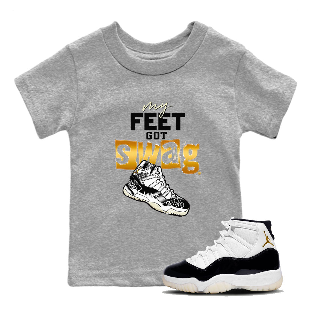 My Feet Got Swag snkmatch Tees Kids - Air Jordan 11 Gratitude