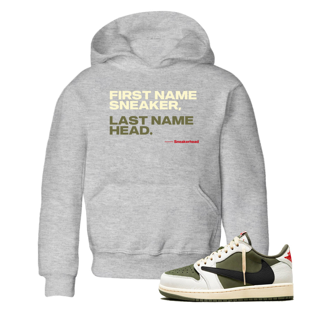 My Name Is snkmatch snkmatch Tees Kids - Air Jordan 1 Travis Scott Medium Olive