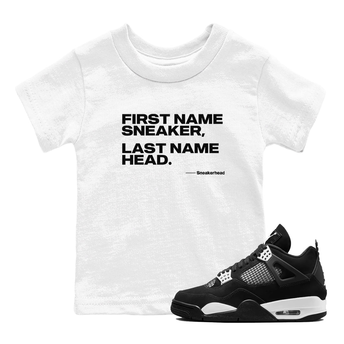 My Name Is snkmatch snkmatch Tees Kids - Air Jordan 4 White Thunder