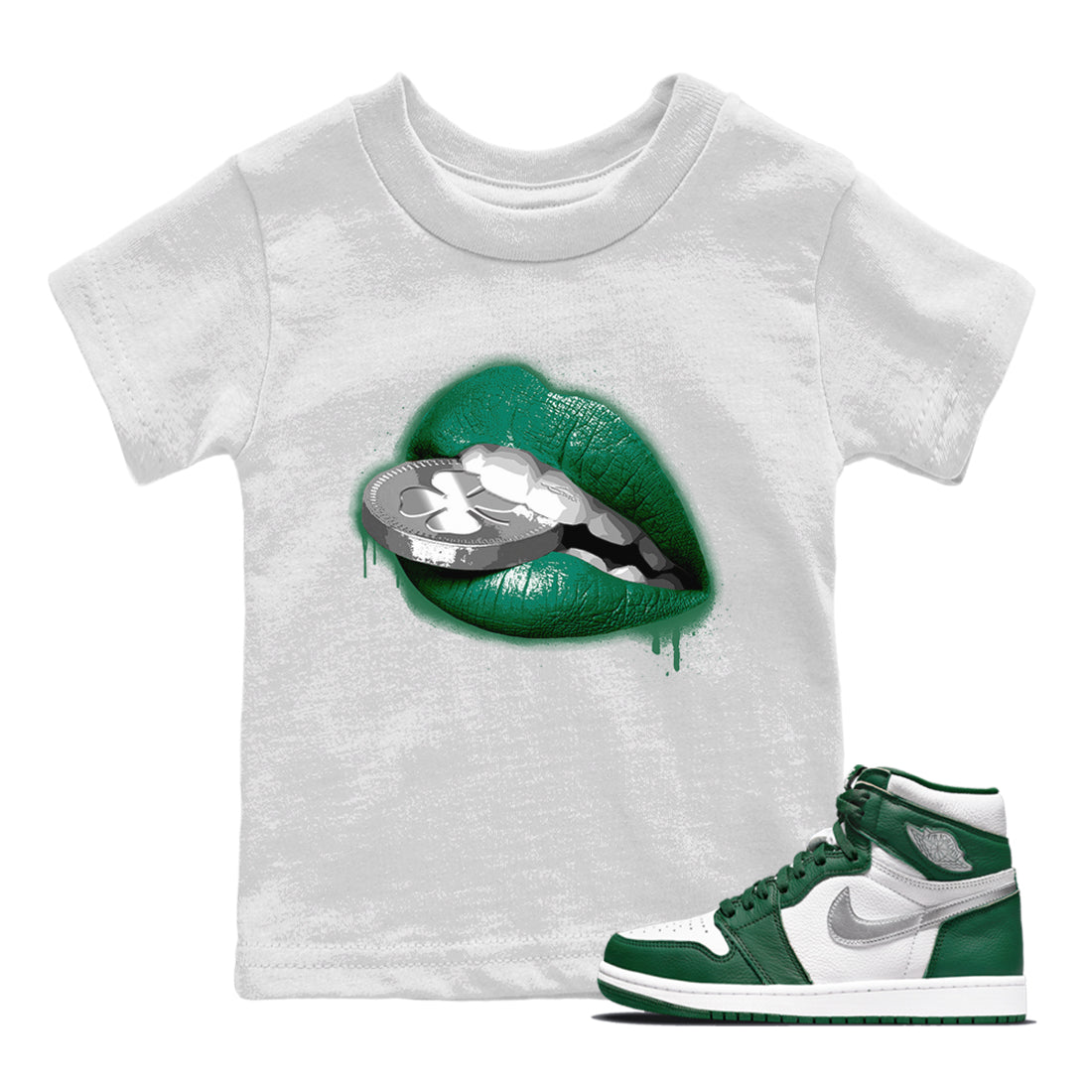Lips Coin Kids Tops - Air Jordan 1 Gorge Green