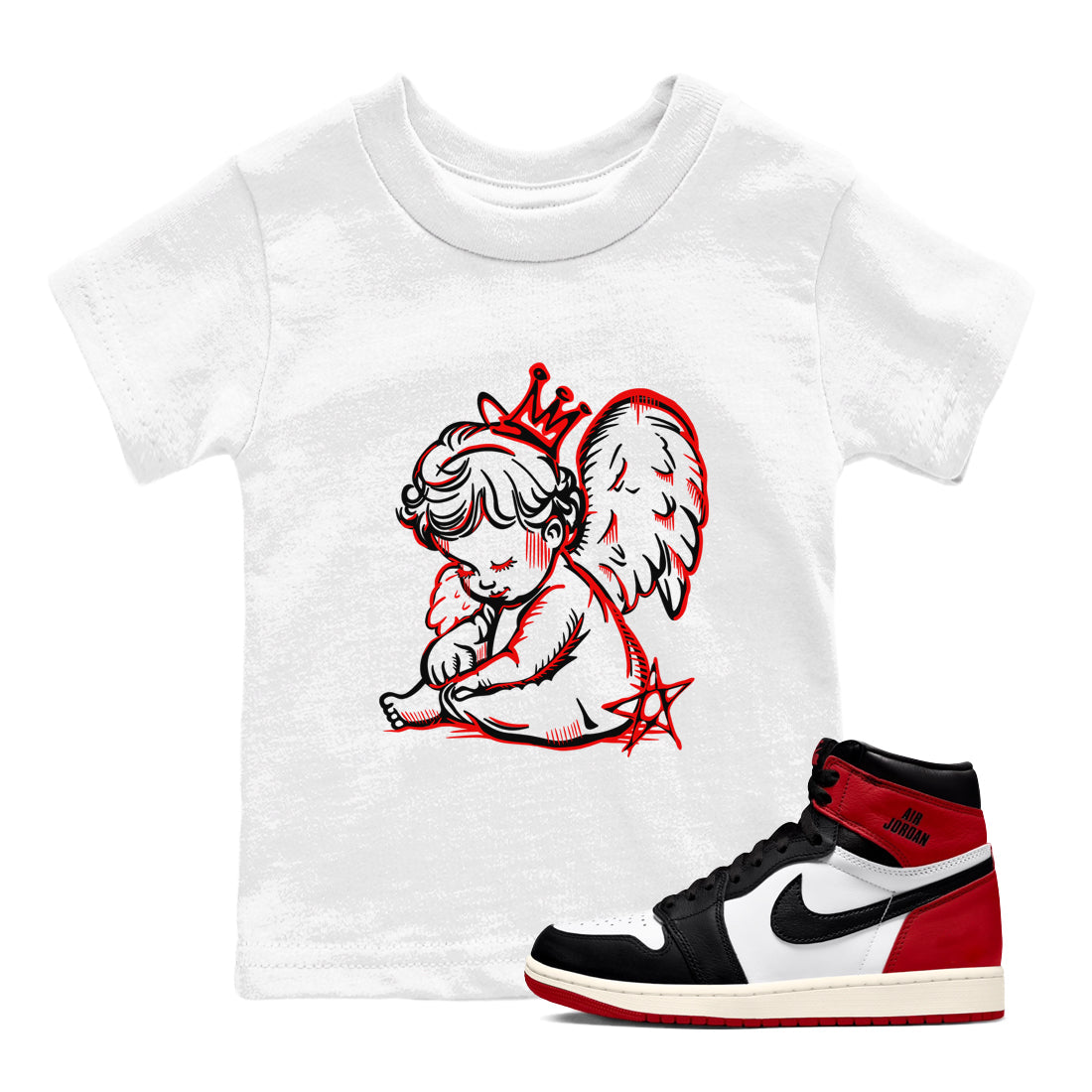 Neon Angel snkmatch Tees Kids - Air Jordan 1 Black Toe Reimagined