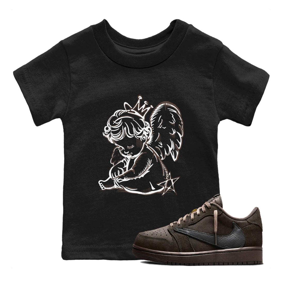 Neon Angel snkmatch Tees Kids - Air Jordan 1 Travis Scott Velvet Brown