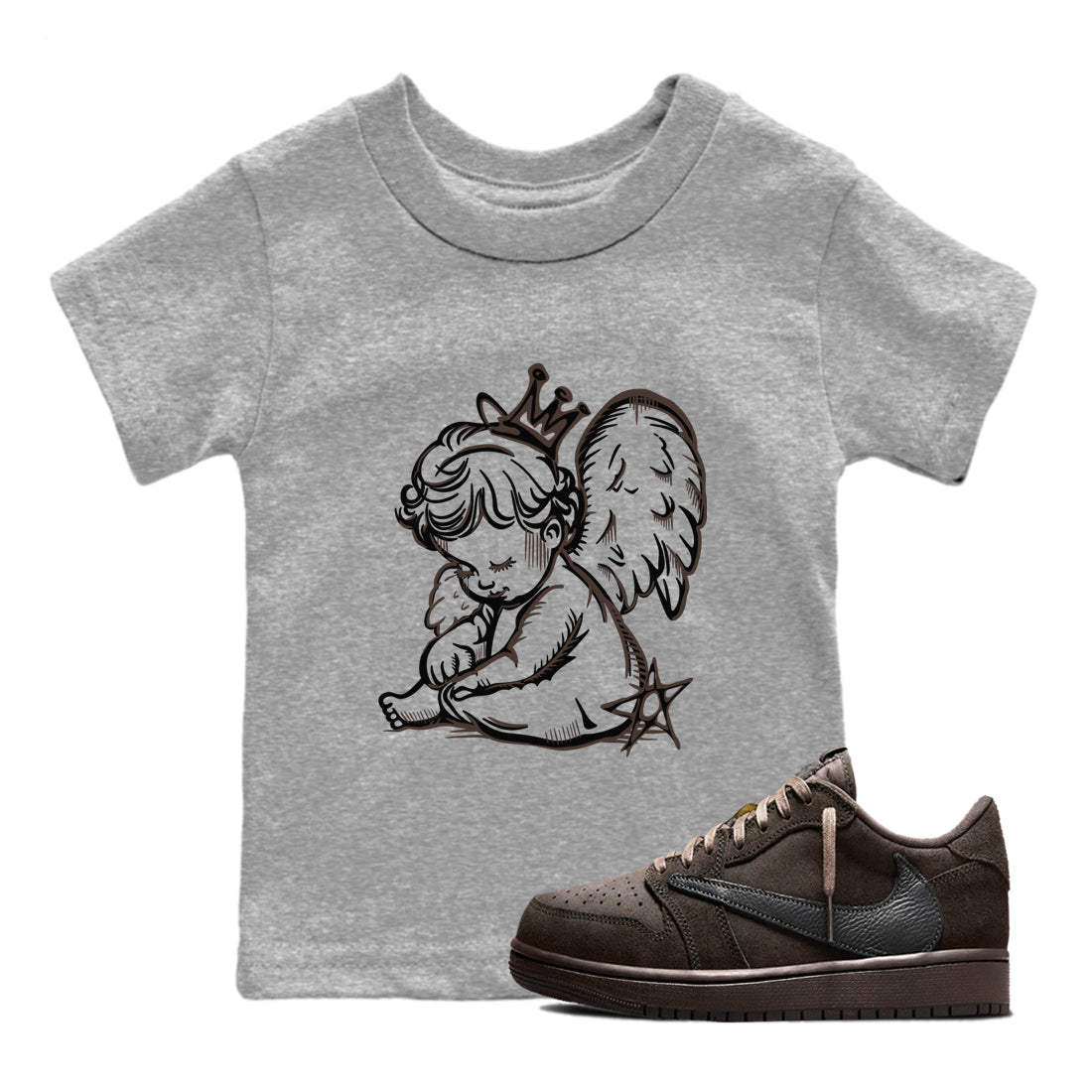 Neon Angel snkmatch Tees Kids - Air Jordan 1 Travis Scott Velvet Brown