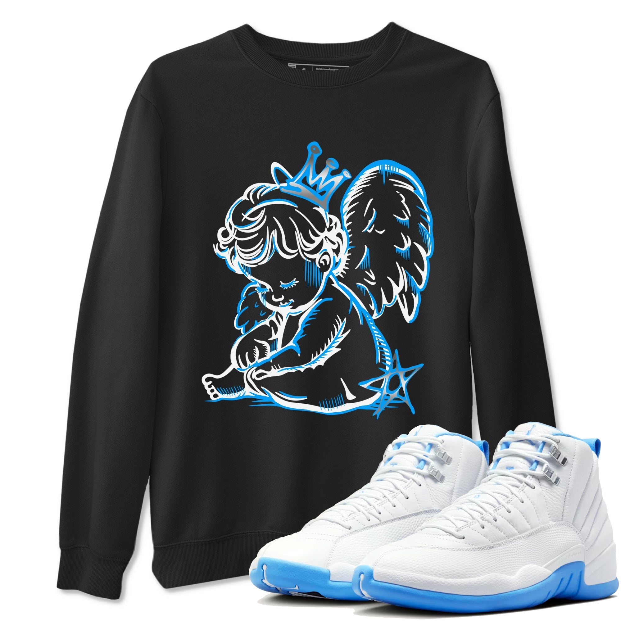 Neon Angel snkmatch Tees - Air Jordan 12 White and University Blue