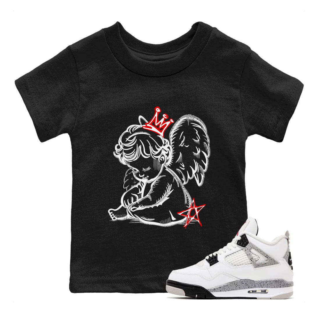 Neon Angel snkmatch Tees Kids - Air Jordan 4 White Cement