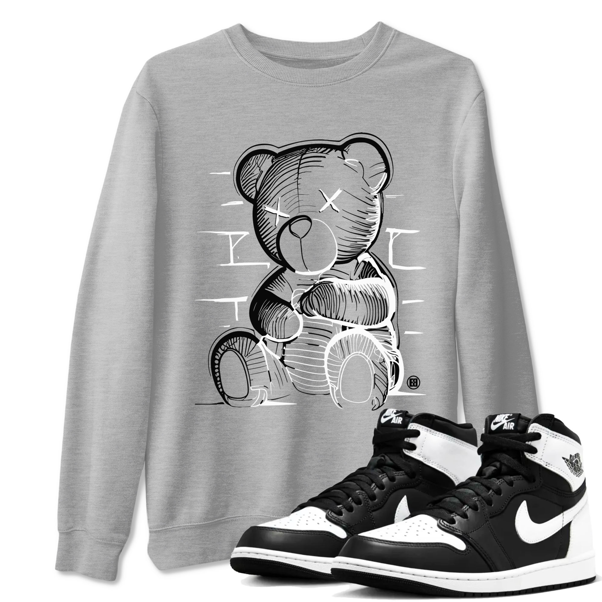 Neon Bear snkmatch Tees - Air Jordan 1 Black White