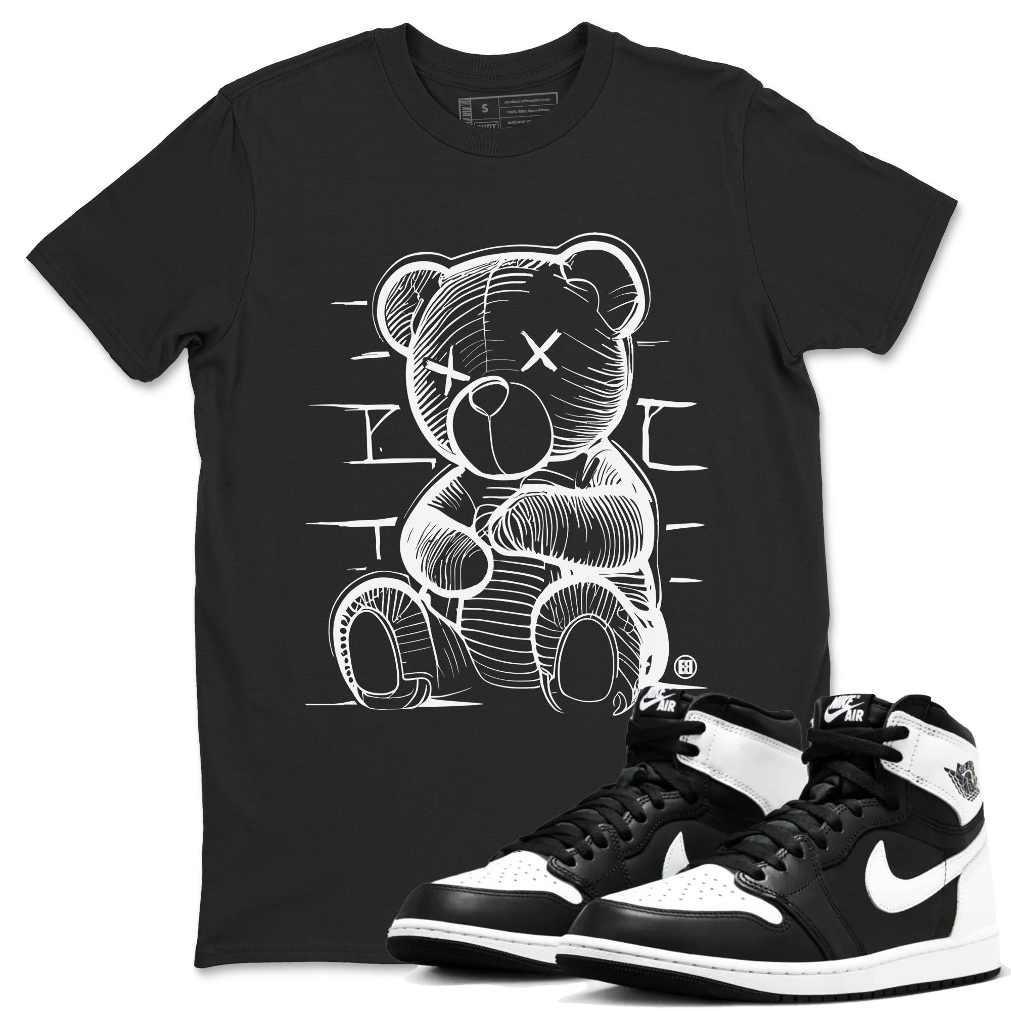 Neon Bear snkmatch Tees - Air Jordan 1 Black White