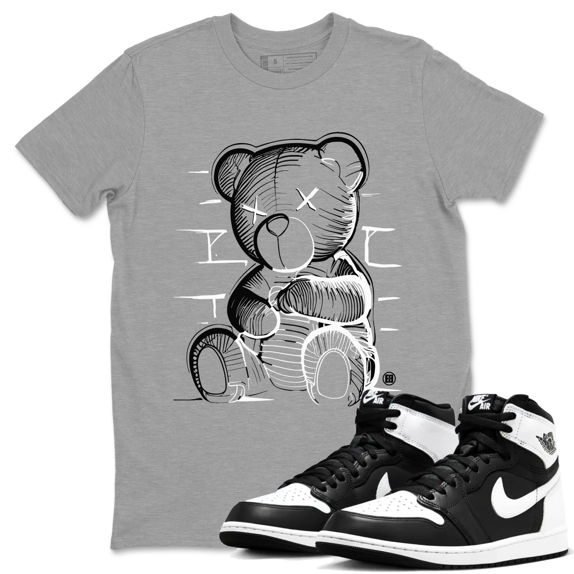 Neon Bear snkmatch Tees - Air Jordan 1 Black White