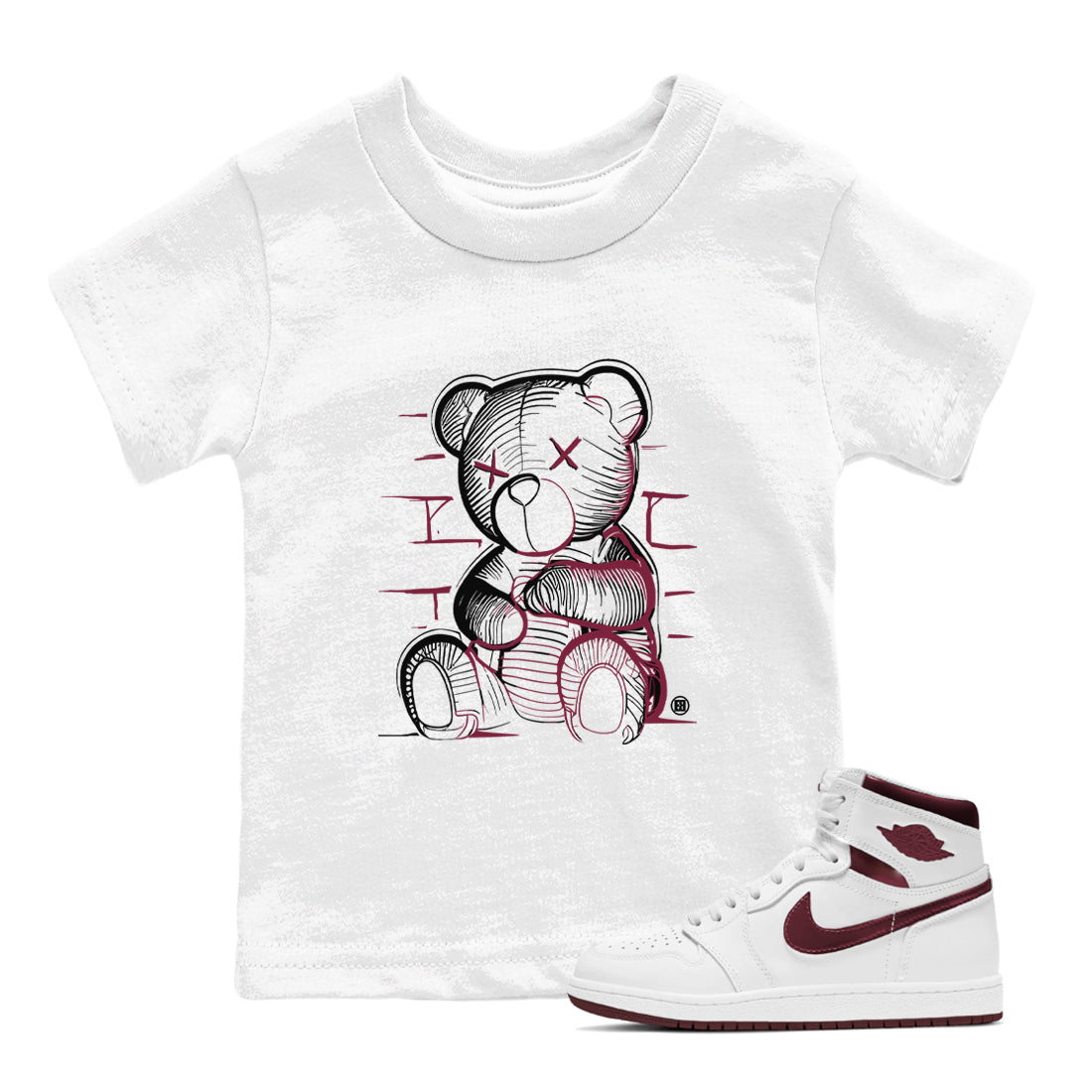 Neon Bear snkmatch Tees Kids - Air Jordan 1 Metallic Burgundy