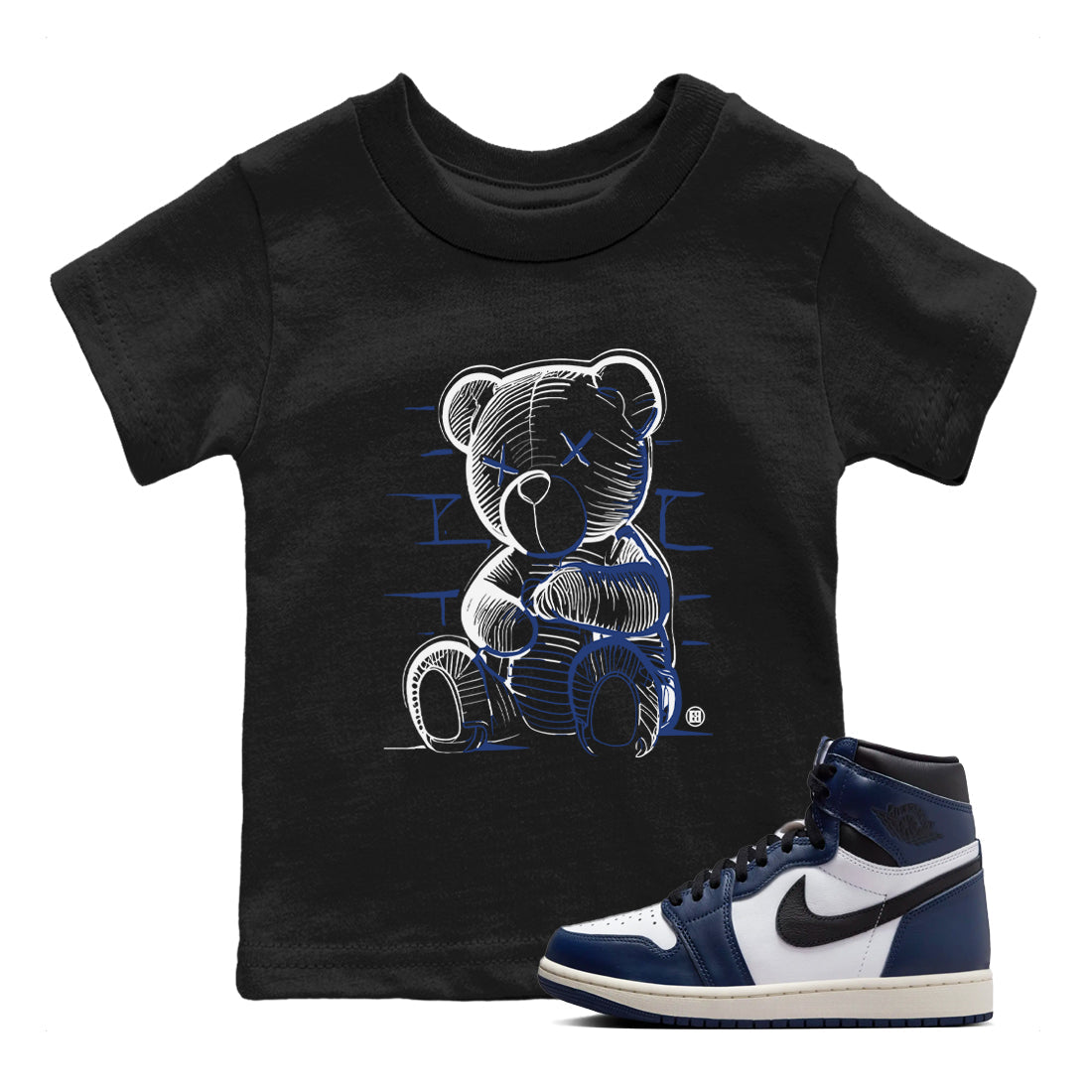 Neon Bear snkmatch Tees Kids - Air Jordan 1 Midnight Navy