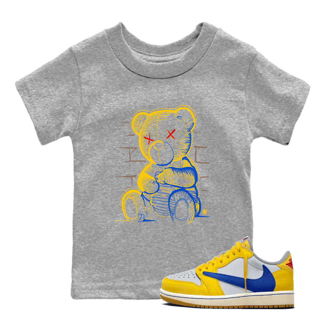 Neon Bear snkmatch Tees Kids - Air Jordan 1 Travis Scott Canary