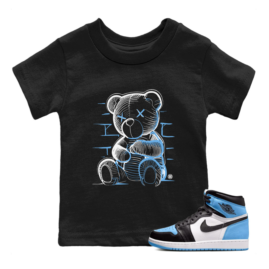 Neon Bear Kids Tops - Air Jordan 1 UNC Toe