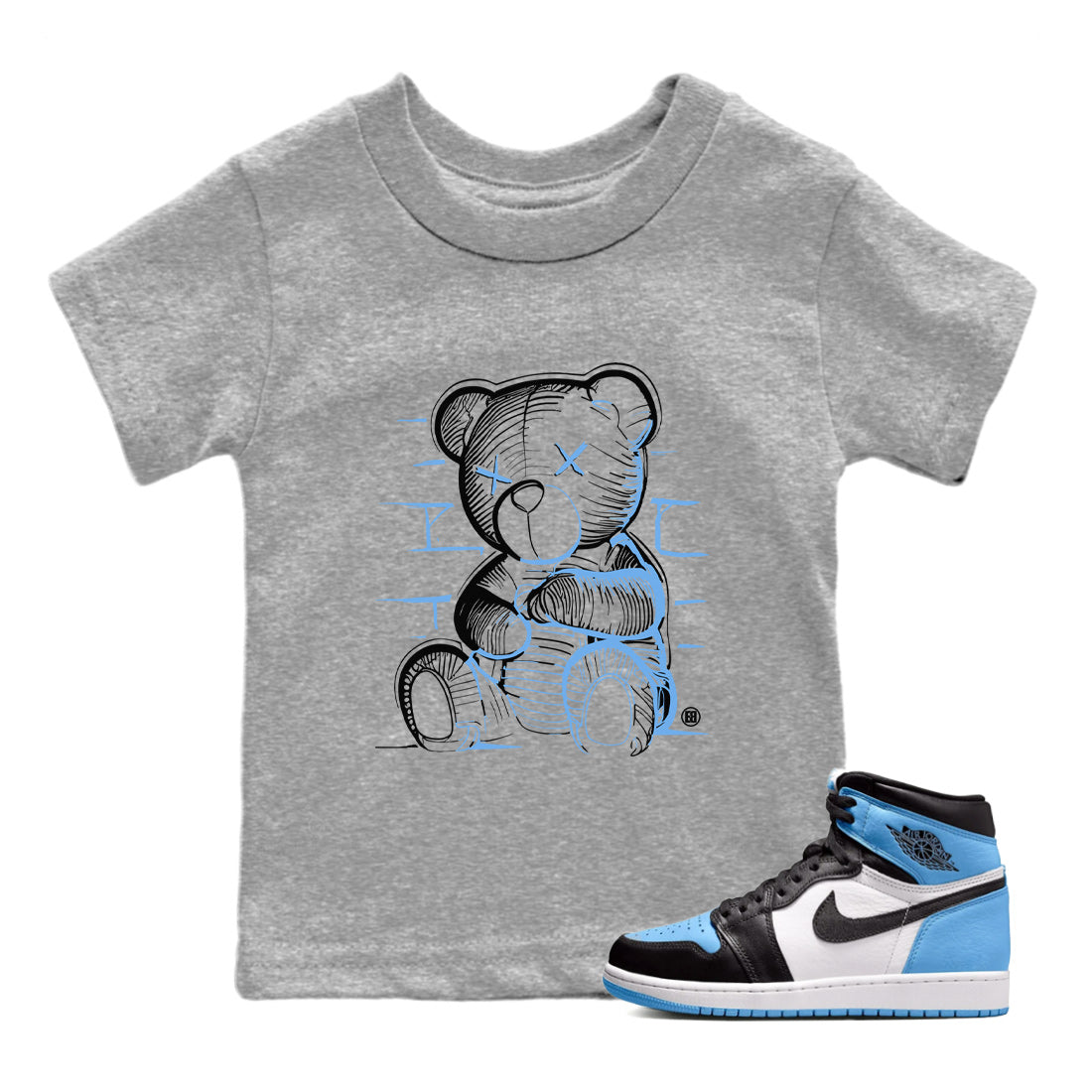 Neon Bear Kids Tops - Air Jordan 1 UNC Toe