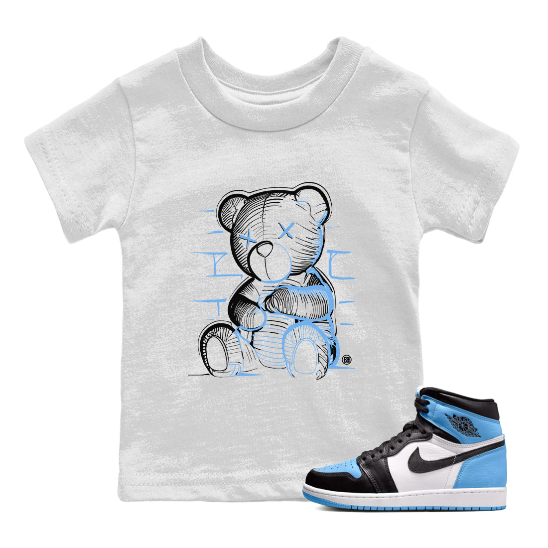 Neon Bear Kids Tops - Air Jordan 1 UNC Toe