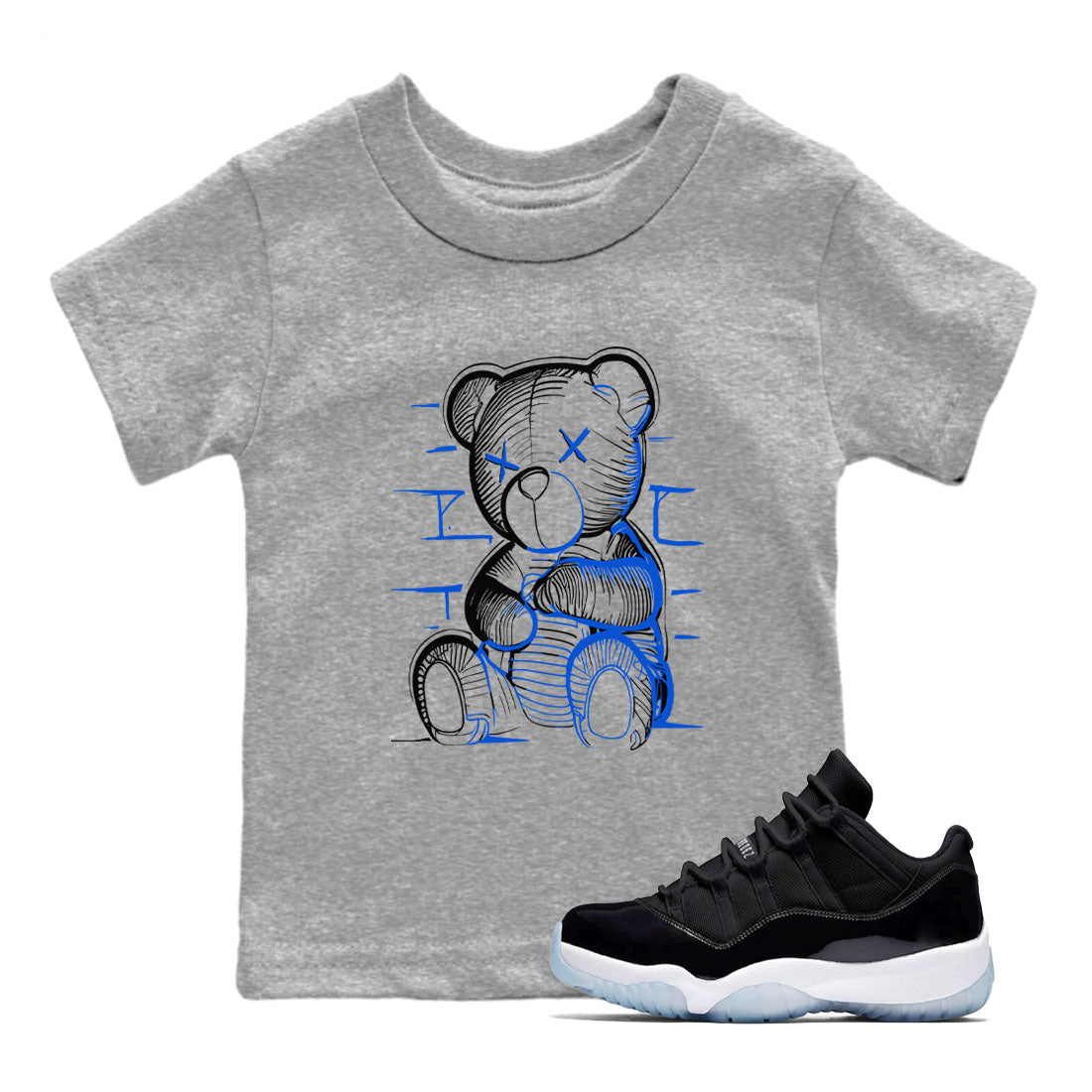 Neon Bear snkmatch Tees Kids - Air Jordan 11 Black and Varsity Royal